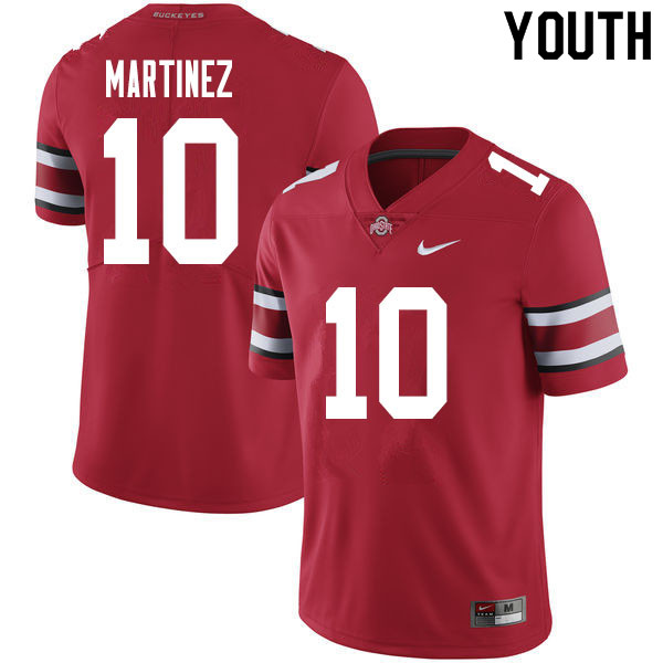 Ohio State Buckeyes Cameron Martinez Youth #10 Red Authentic Stitched College Football Jersey